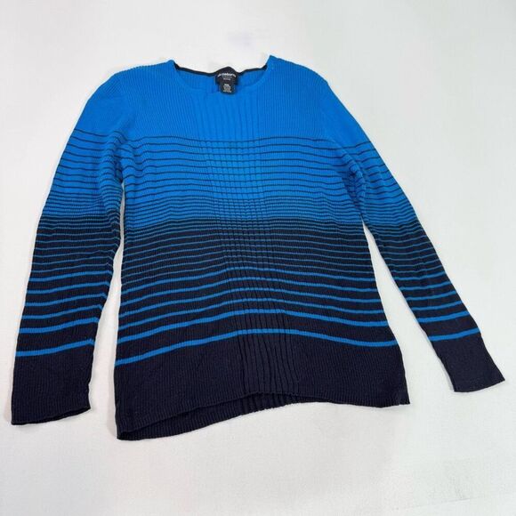 Liz Claiborne Sweater Womens PXXL 2X Petite Blue Ribbed Stretch Colorblocked - Picture 1 of 10